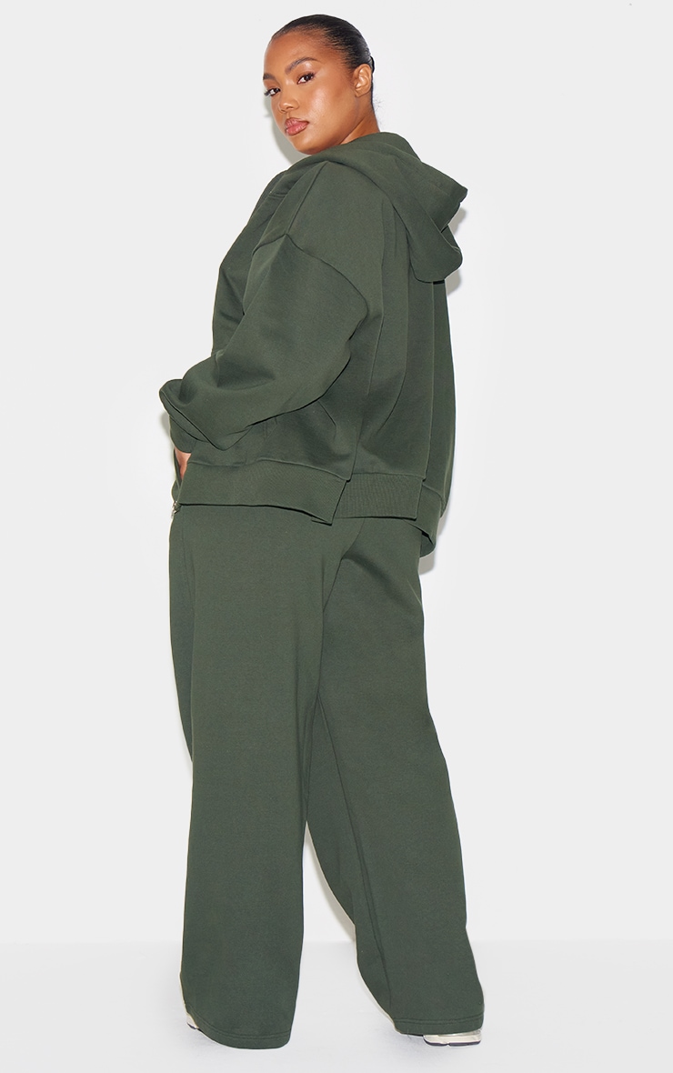 Forest Green Premium Embroidered Oversized Wide Leg Sweatpants image 7