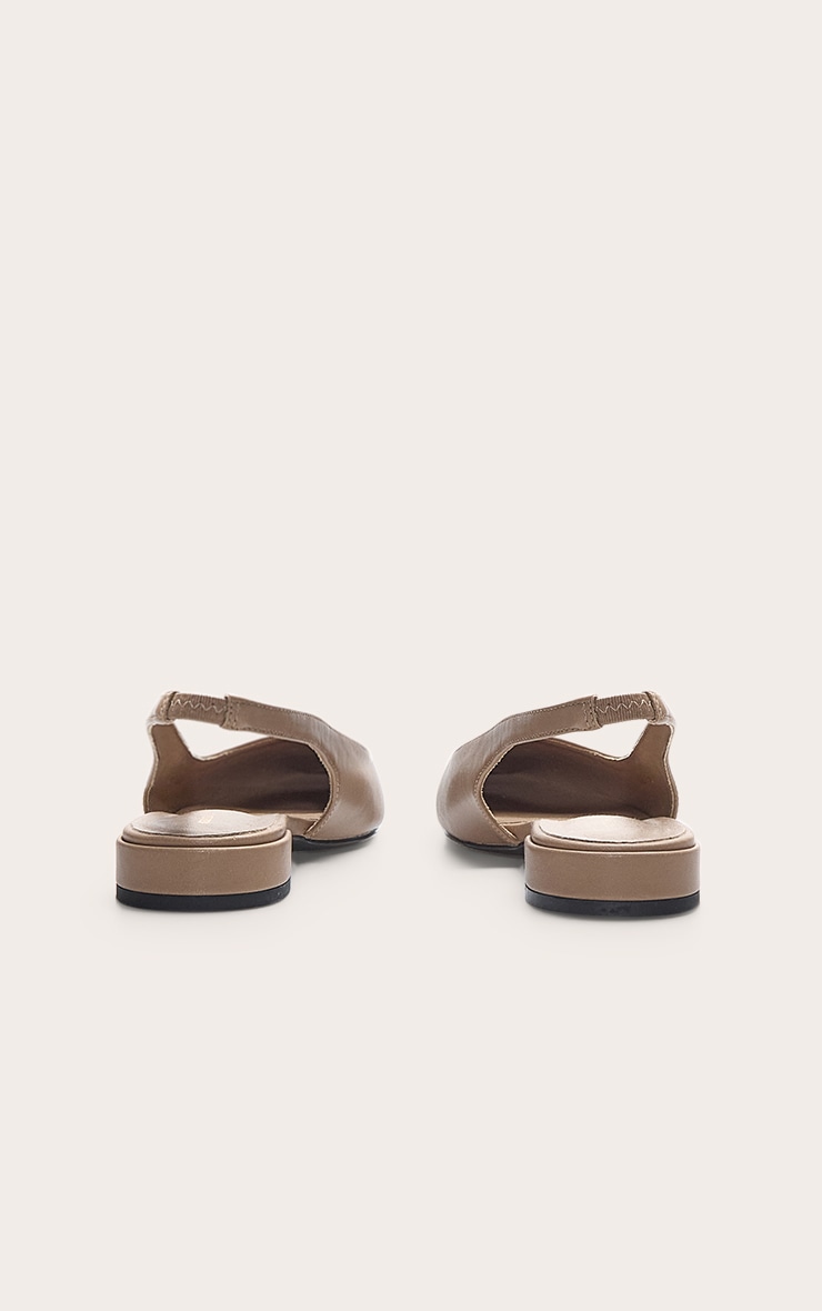 Mushroom Pu Flat Slingback Court Shoe image 3