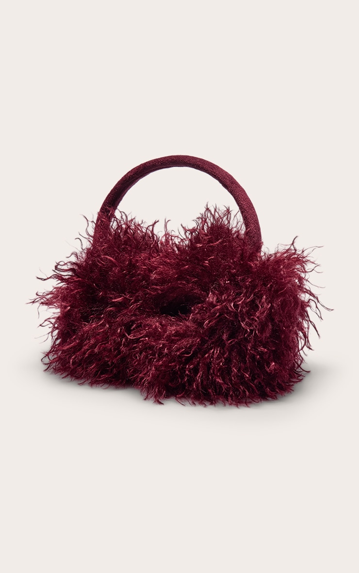 Burgundy Shaggy Faux Fur Ear Muffs image 2