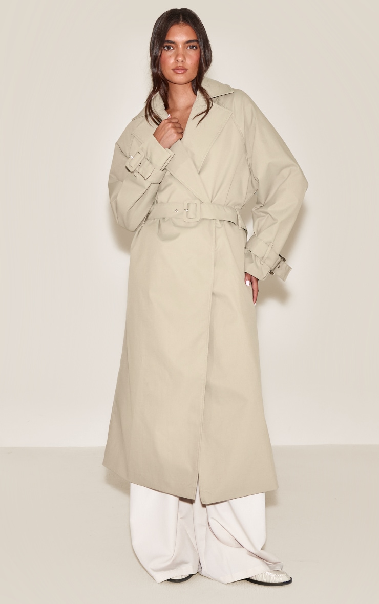 Beige Batwing Trench Coat image 3