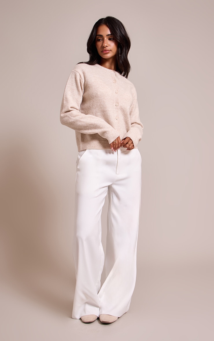 Petite Oatmeal Knit Button Through Cardigan image 3