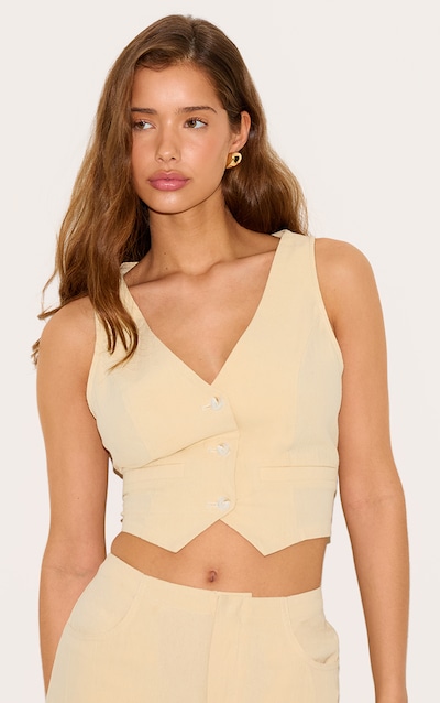 Butter Yellow Linen Look Backless Waistcoat