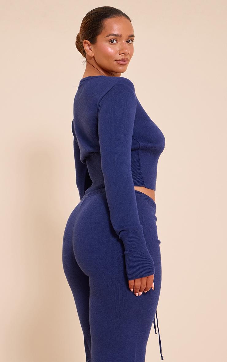 Shape NAVY Knitted Button Front Wide Rib Cardigan image 2