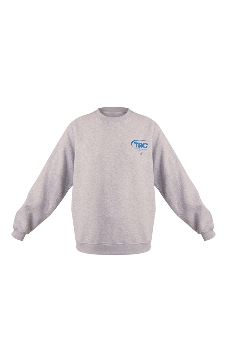 Ash Grey Run Club Cotton Fleece Oversized Crew Sweatshirt image 5