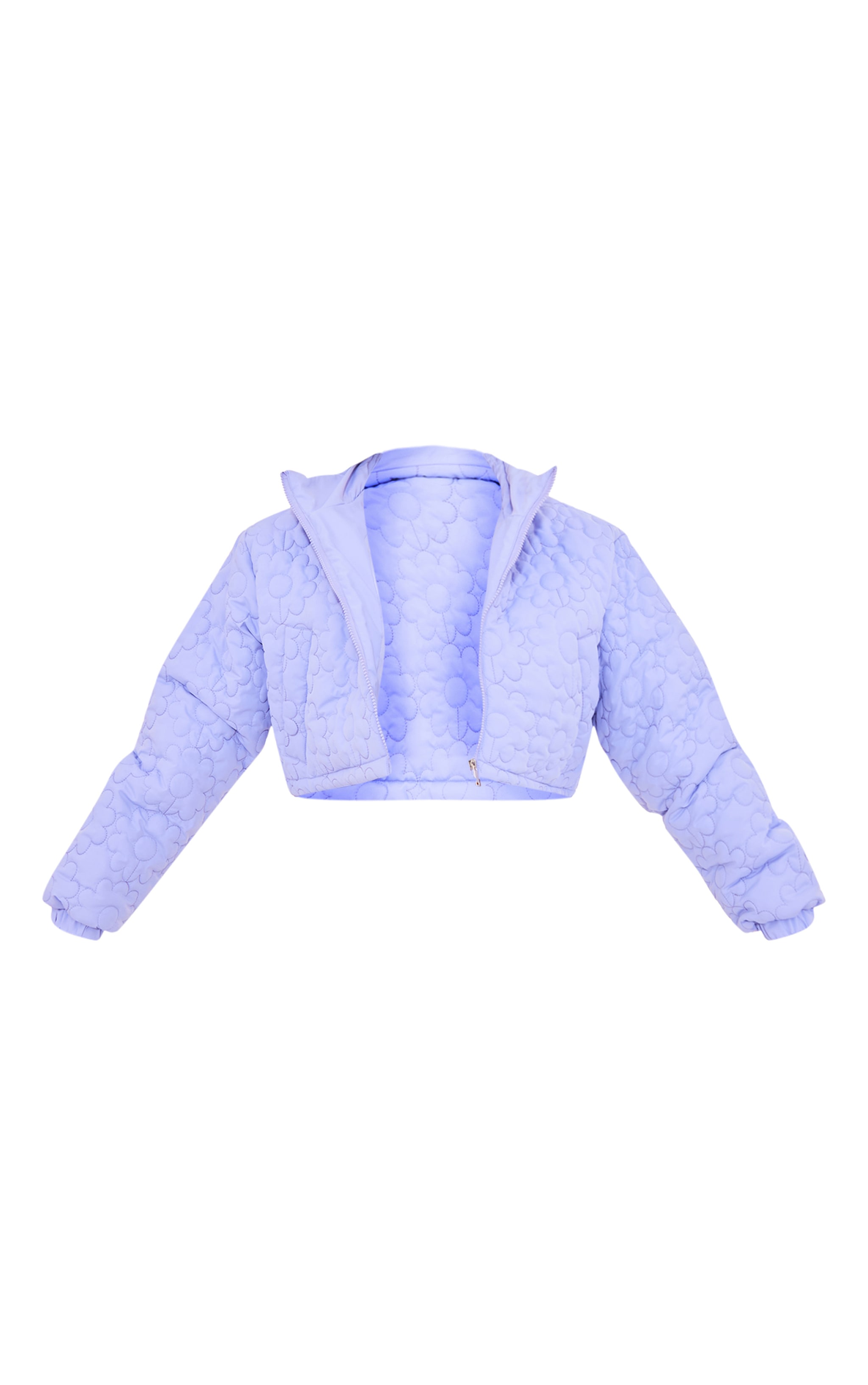 Lilac Floral Embossed Cropped Padded Jacket image 5