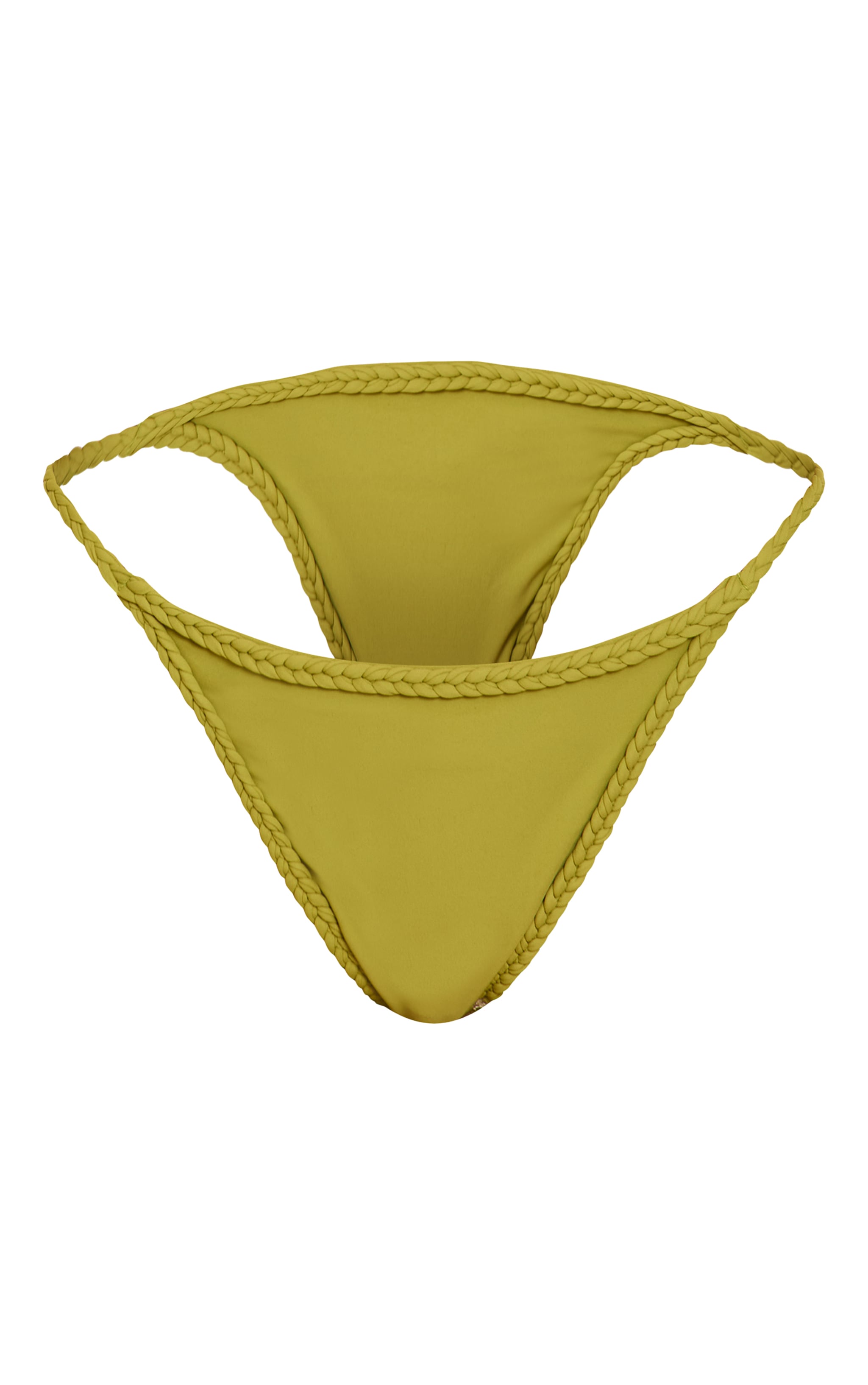 Bas de maillot de bain tanga vert olive à lisérés tressés image 5