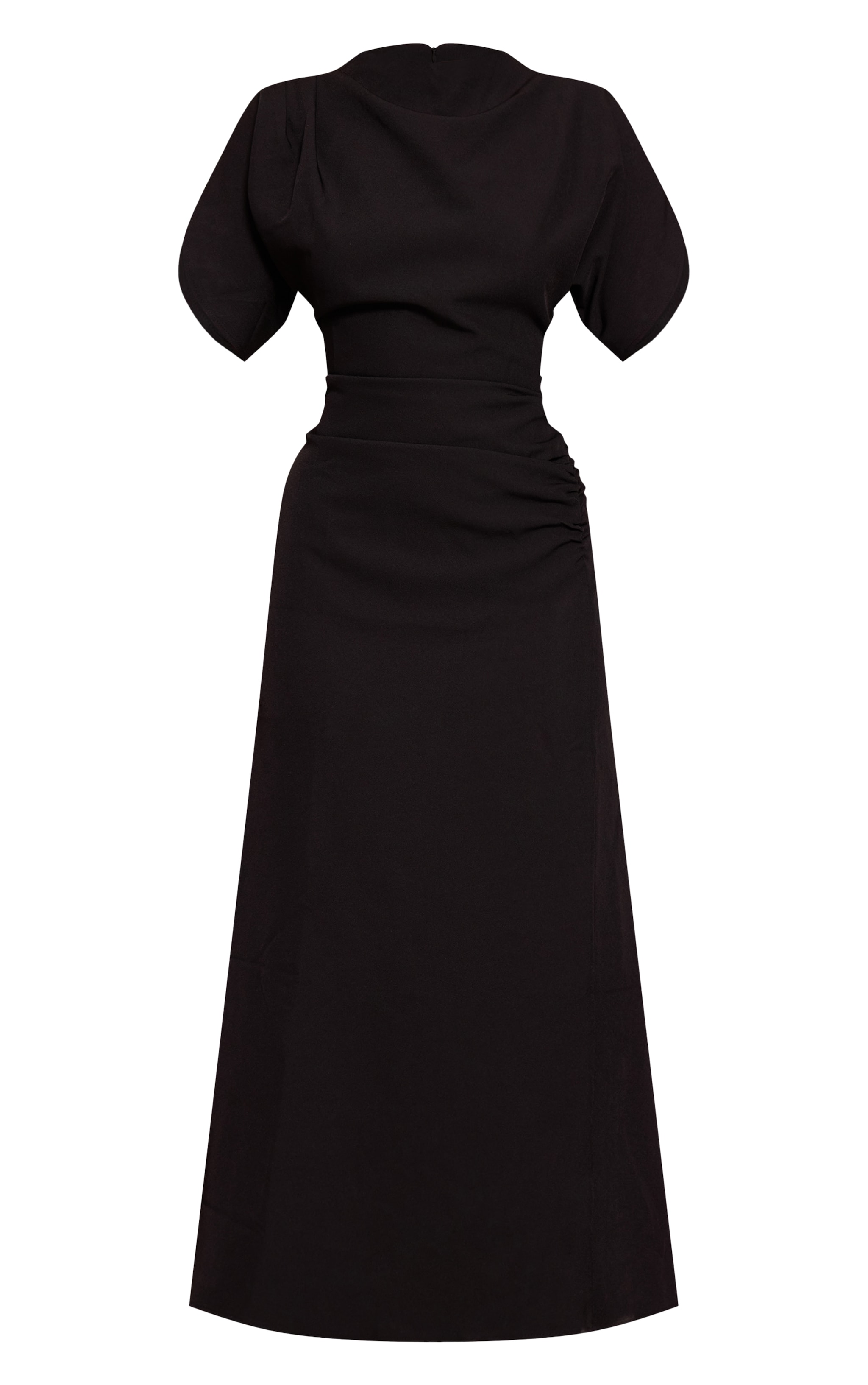 Black Short Sleeve Woven Maxi Dress image 5