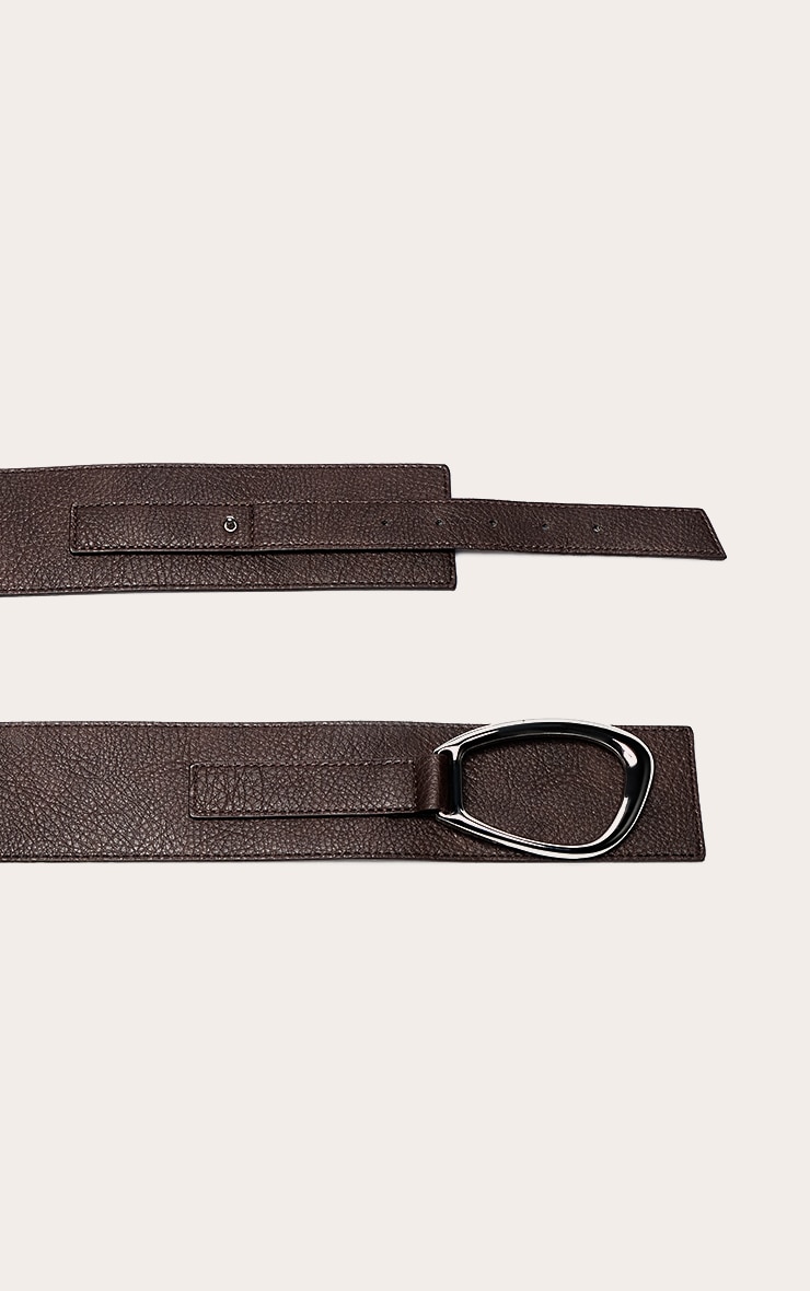 Chocolate Layered Chunky Belt With Large Silver Buckle image 3