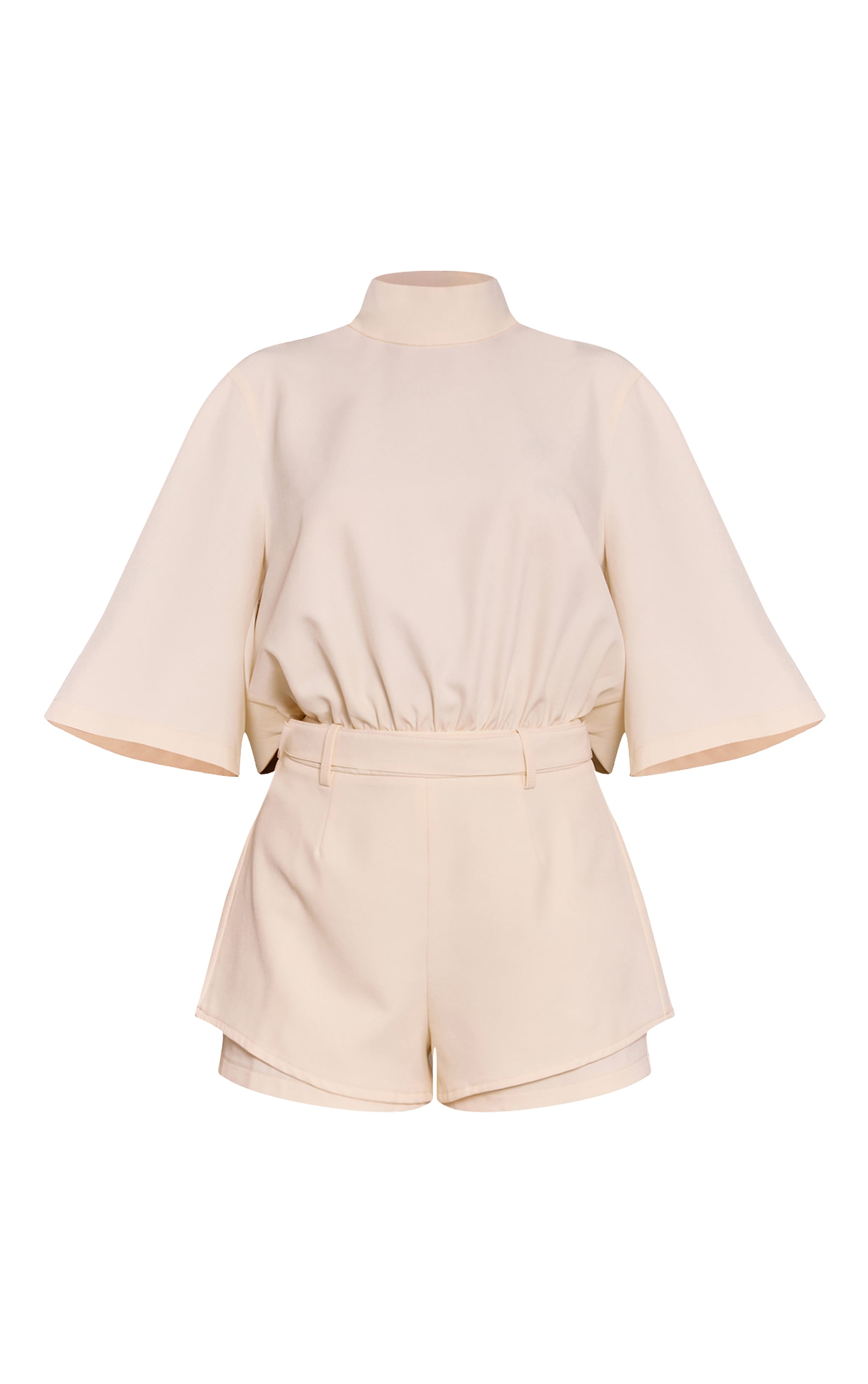 Cream Woven Short Sleeve Tailored Playsuit image 5