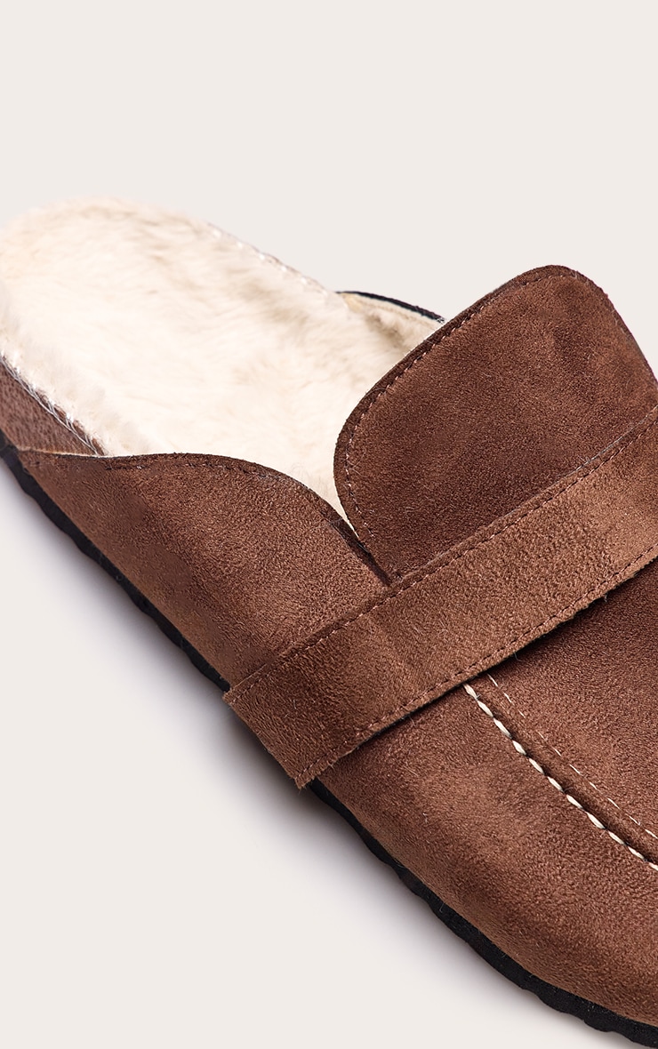 Chocolate Faux Suede Faux Fur Lined Mule image 5