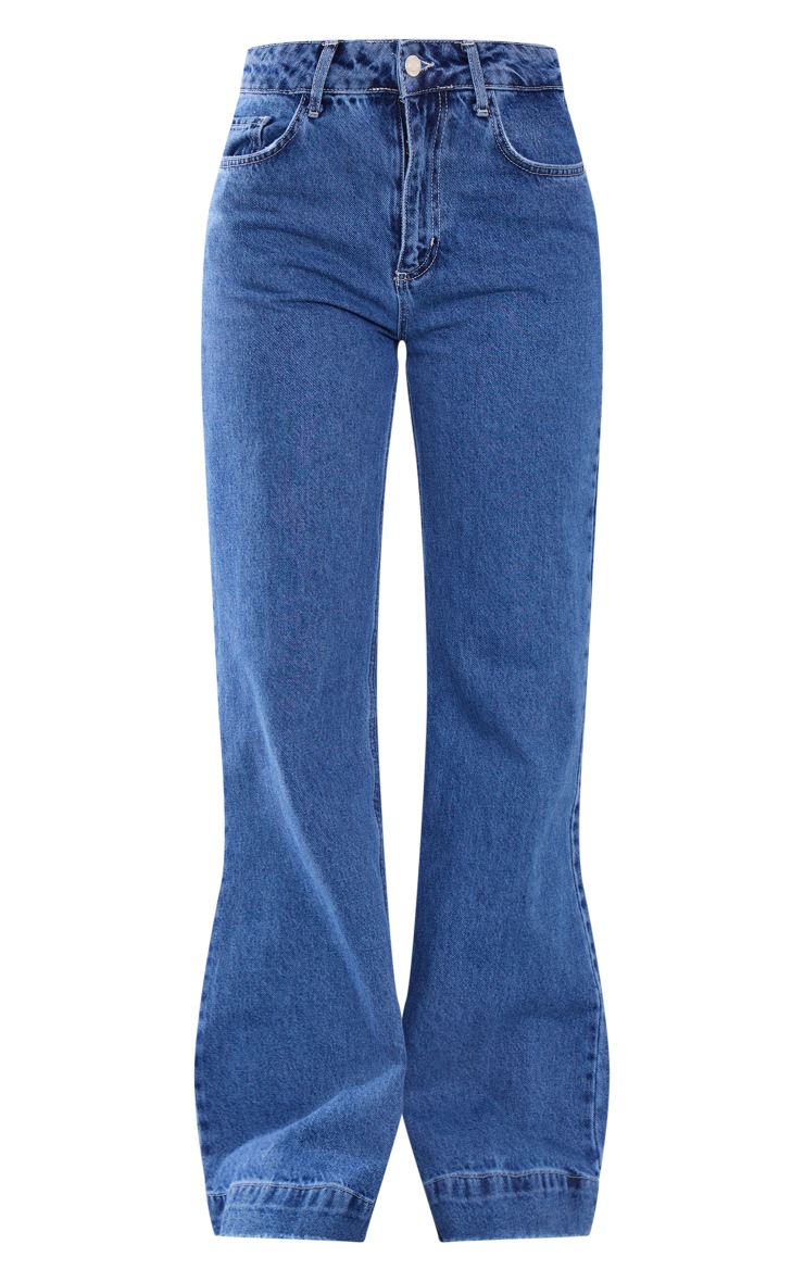 Tall Mid Blue Wash Denim Wide Leg Jeans image 5