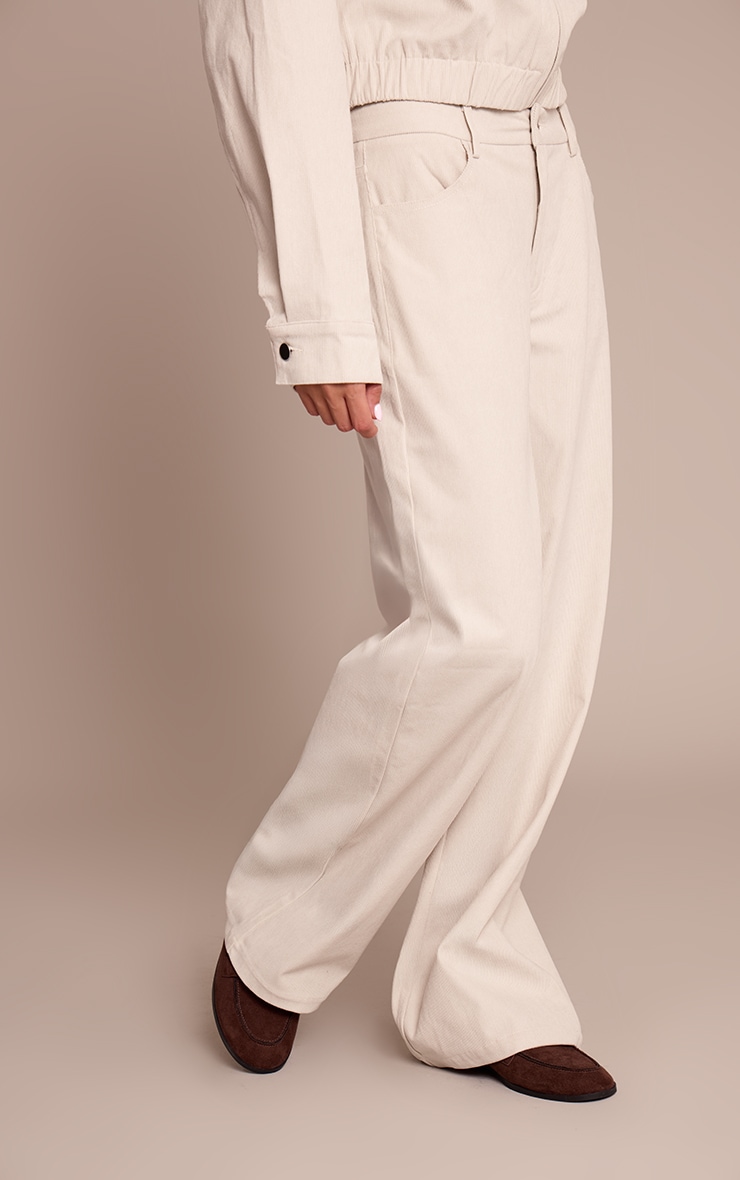 Ecru Cord Straight Leg Pants image 2
