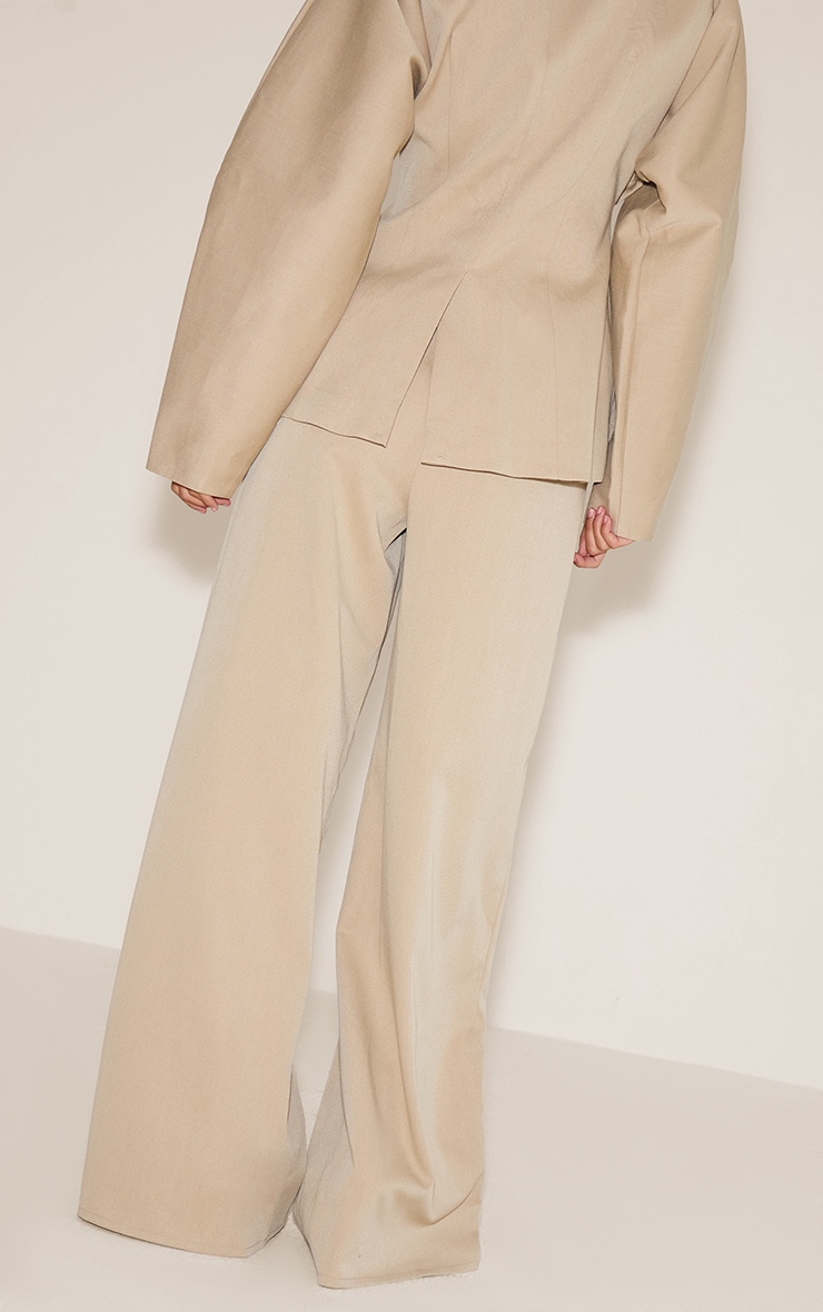 Sand Premium Woven Tailored Wide Leg Pleated Front Pants image 3