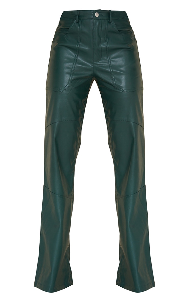 Pantalon très évasé vert bouteille à détail coutures image 5