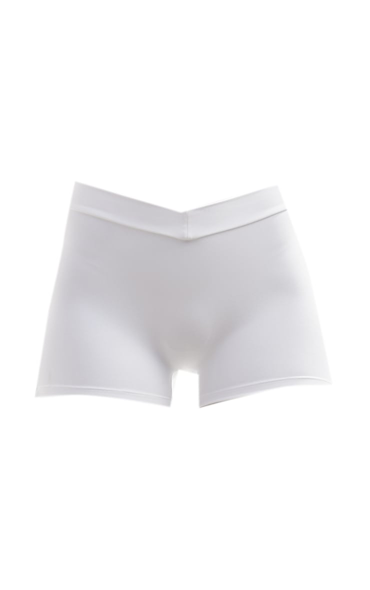 Mini short sculpt blanc à contours et taille tombante image 6
