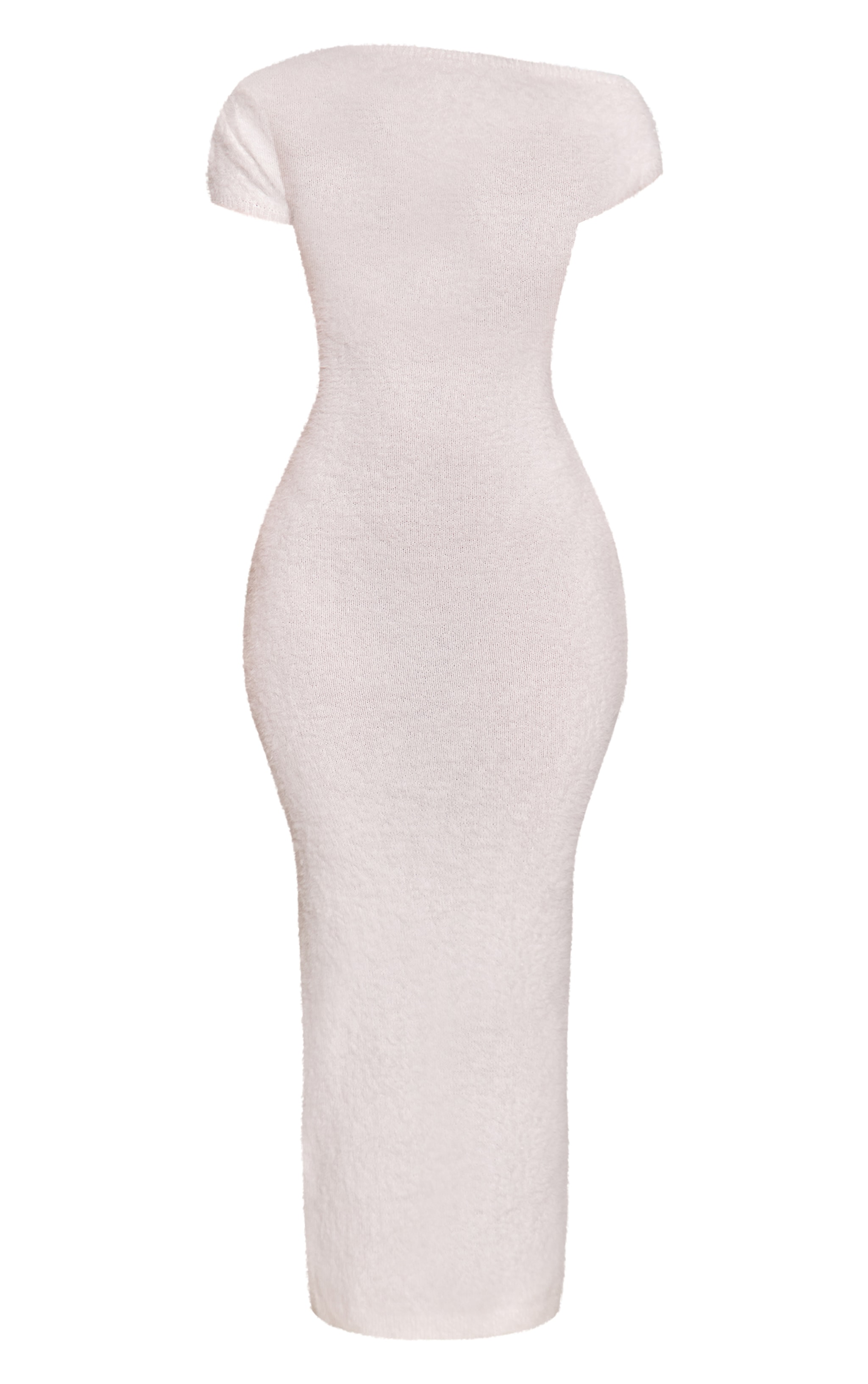 Petite Cream Fluffy Knitted One Shoulder Maxi Dress image 5