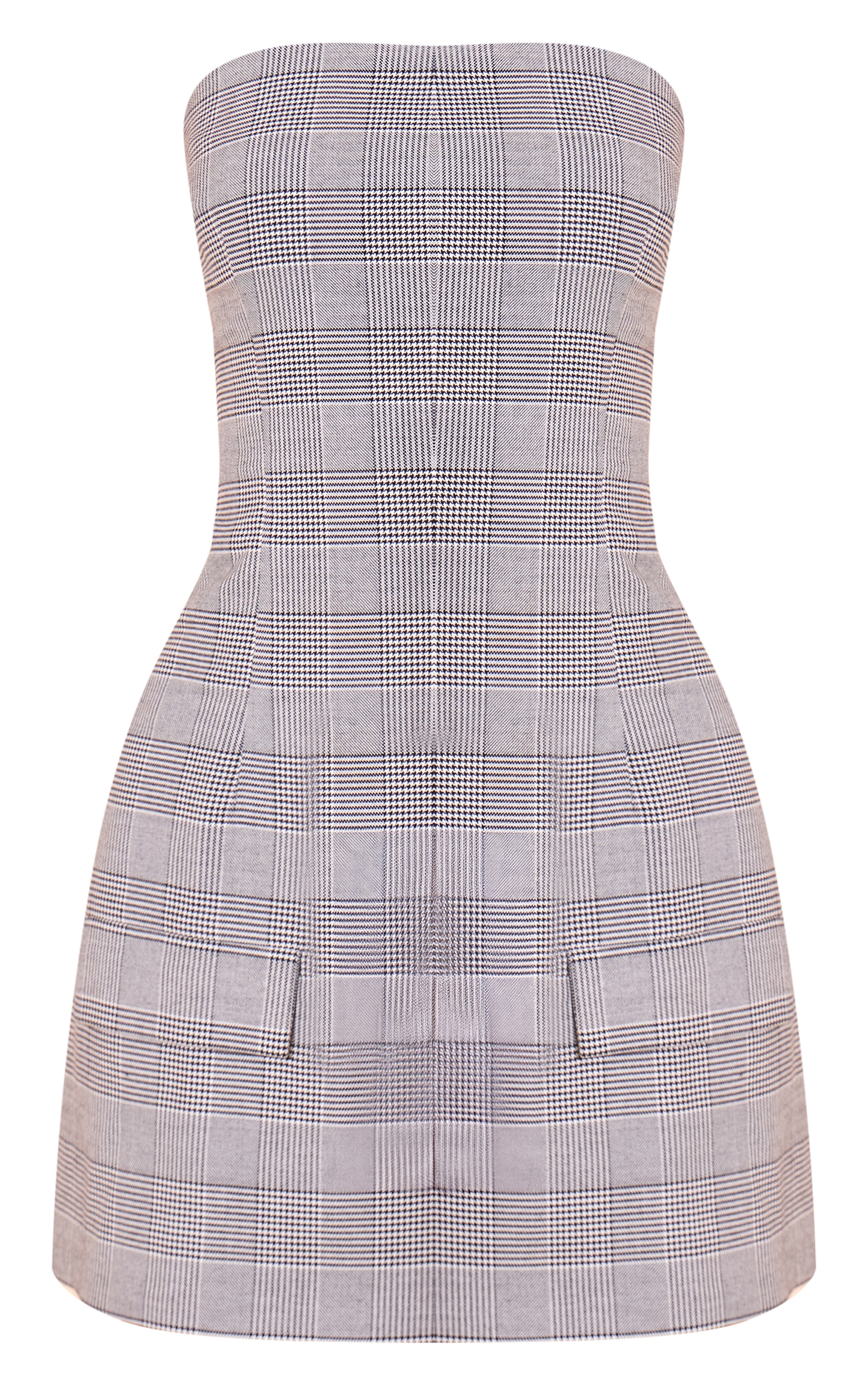 Charcoal Check Tailored Bandeau Bodycon Dress image 5
