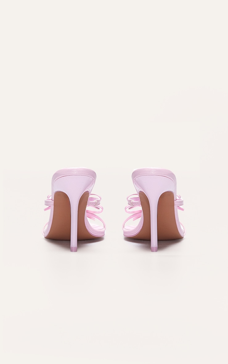 Baby Pink Satin Round Toe Bow Strap High Stiletto Heel Mules image 3