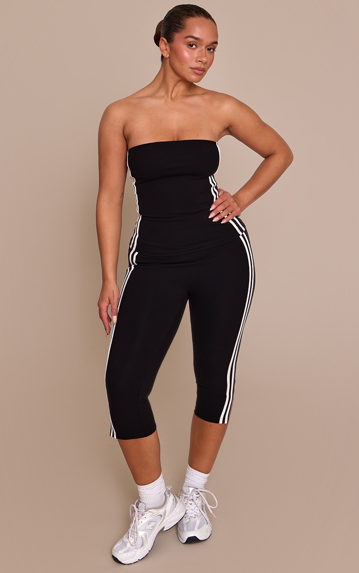 Shape Black Sculpt Contrast Stripe Detail Capris image 1