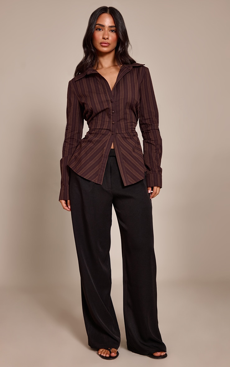 Petite Chocolate Stripe Cinched Shirt  image 3