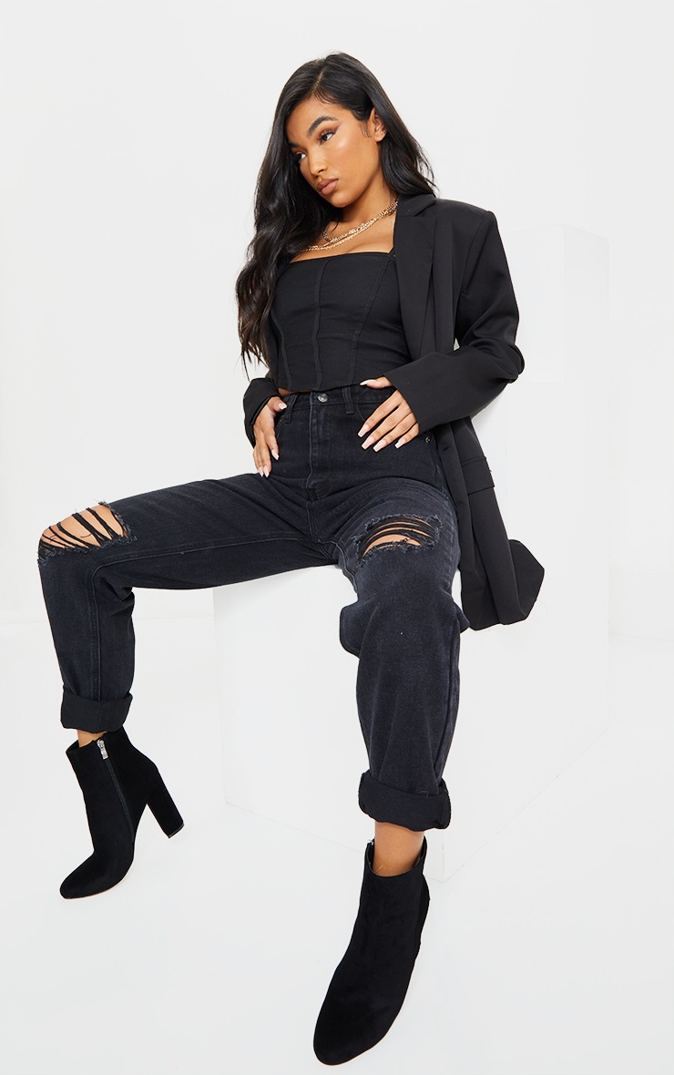 Behati Black Faux Suede Ankle Boots