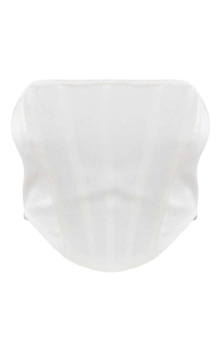 White Sculpt Satin Strapless Boned Corset image 5