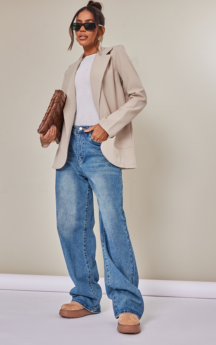 Stone Basic Oversized Pocket Front Blazer image 1