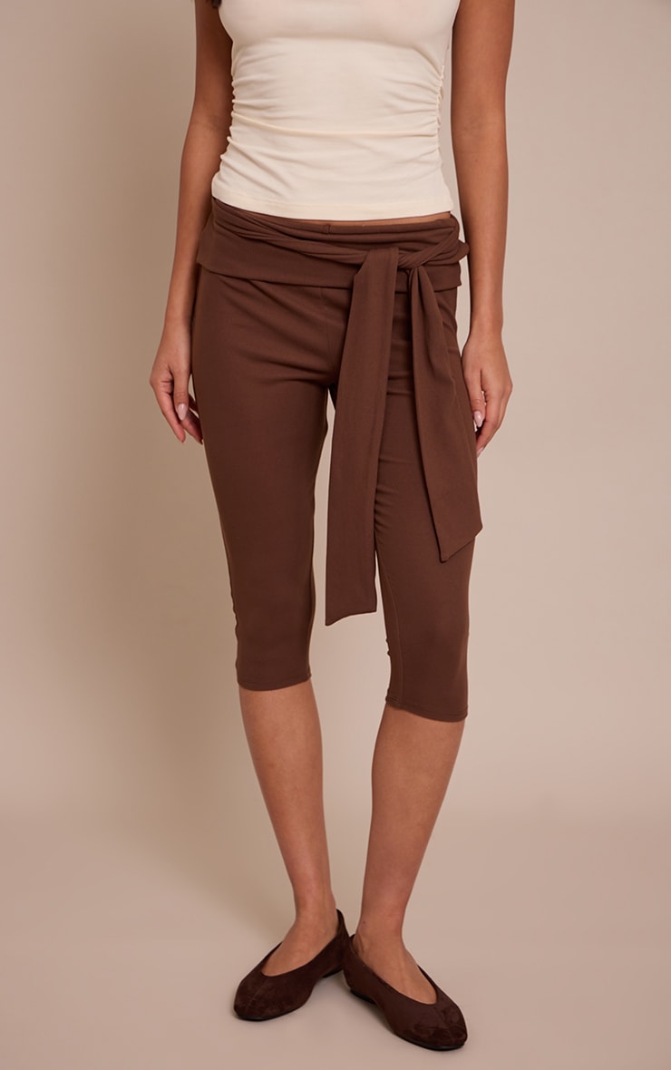 Brown Ultra Soft Wrap Waist Detail Capri image 2
