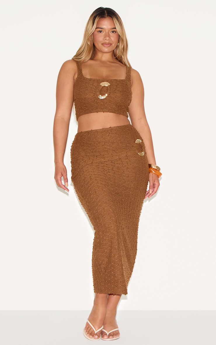 Shape Mocha Textured Gold Hammered Ring Cami Top image 3