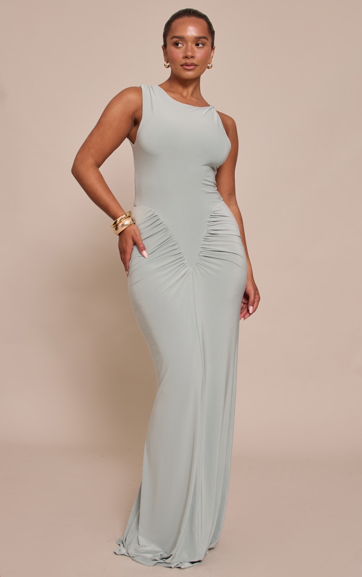 Shape sage Sleeveless Ruched V Waist Maxi Dress image 1