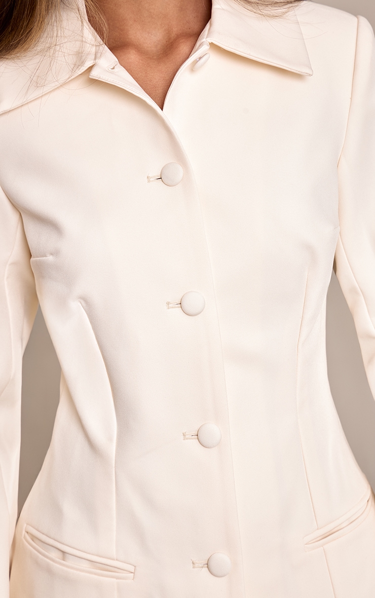 Petite Cream Button Up Blazer Dress image 4