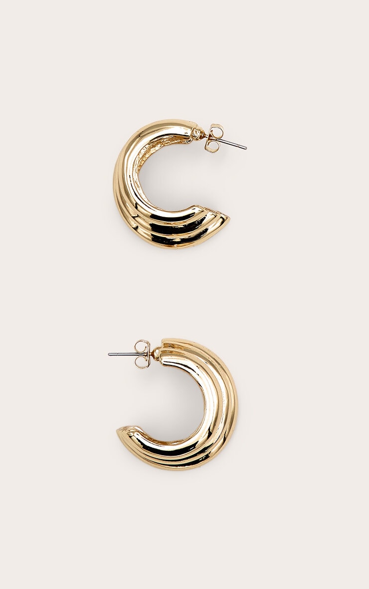 Boucles d'oreilles XXL oversize côtelées dorées image 2