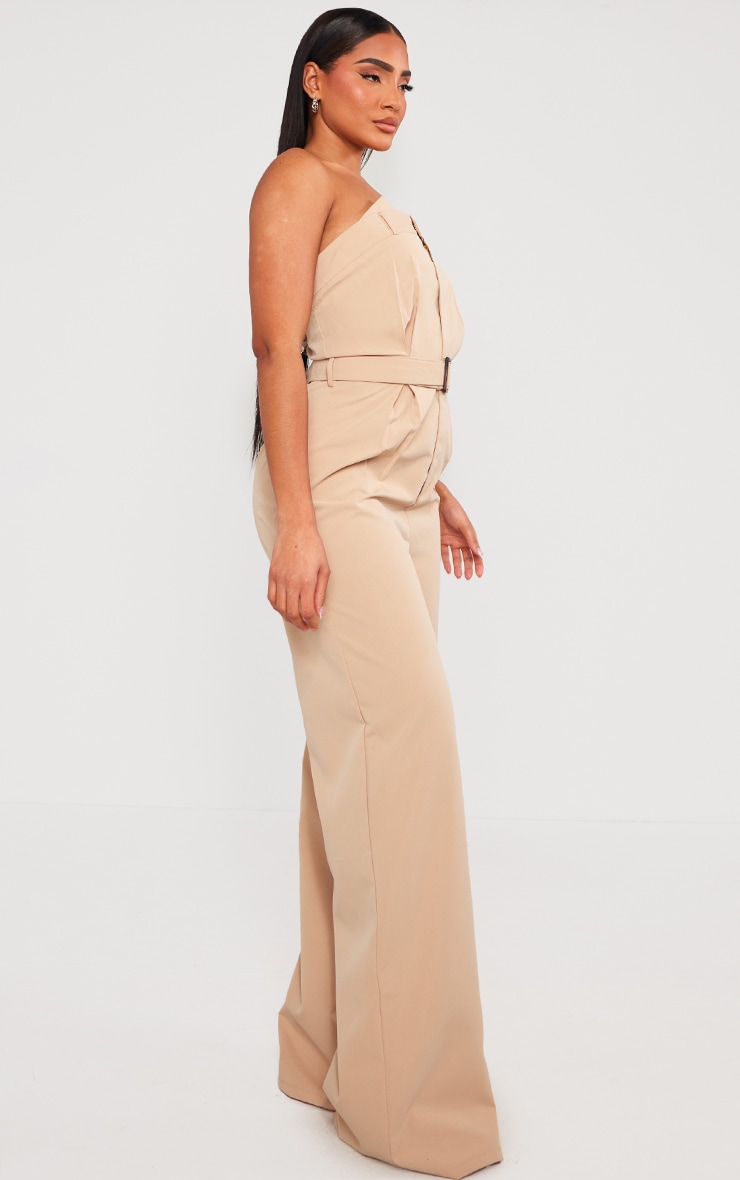 Stone Woven Belted Bandeau Wide Leg Jumpsuit image 3