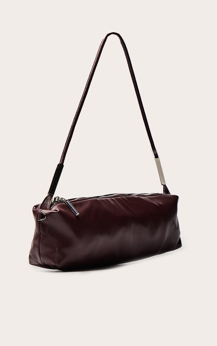 Plum PU Silver Hardware Shoulder Bag image 3
