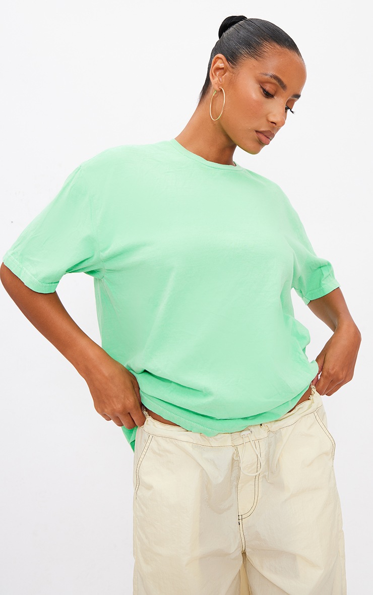 Bright Green Washed Lifes A Peach Printed T Shirt image 1