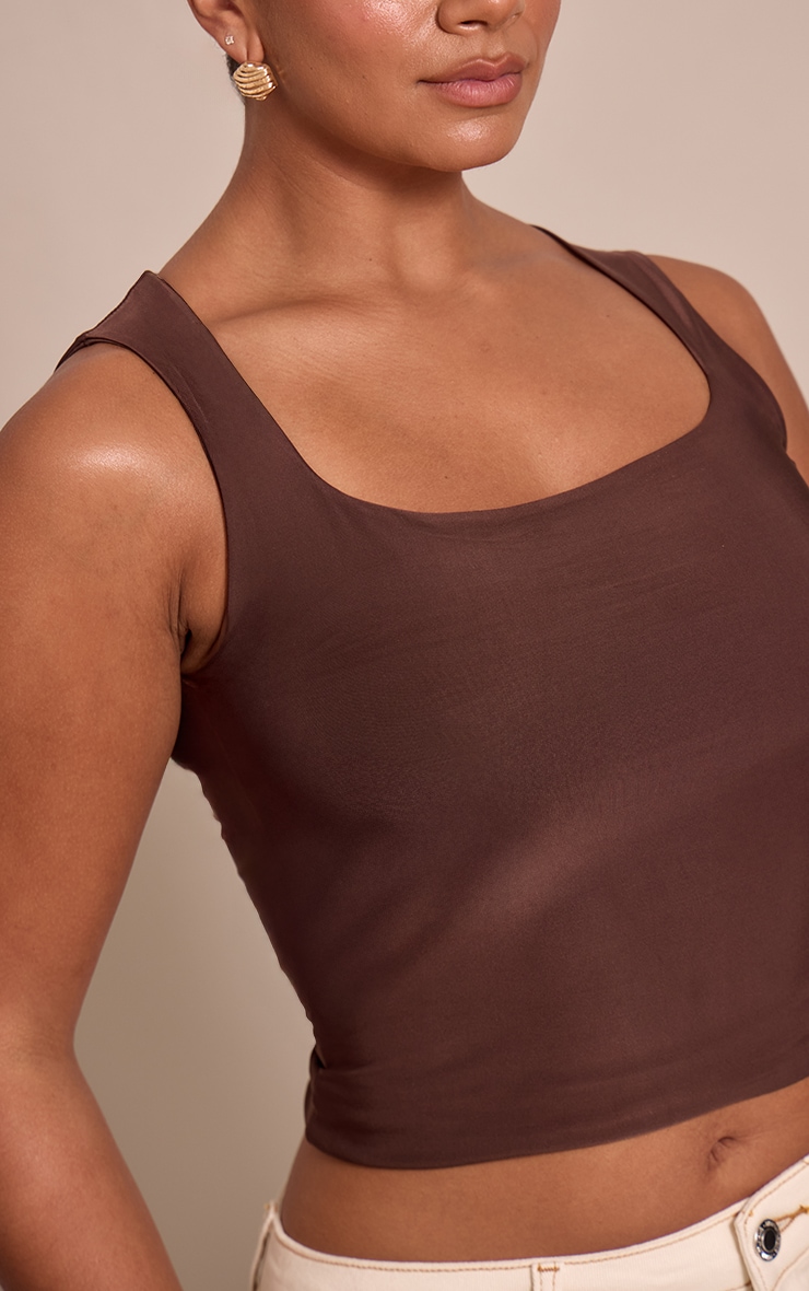 Shape Chocolate Slinky Square Neck Top image 4