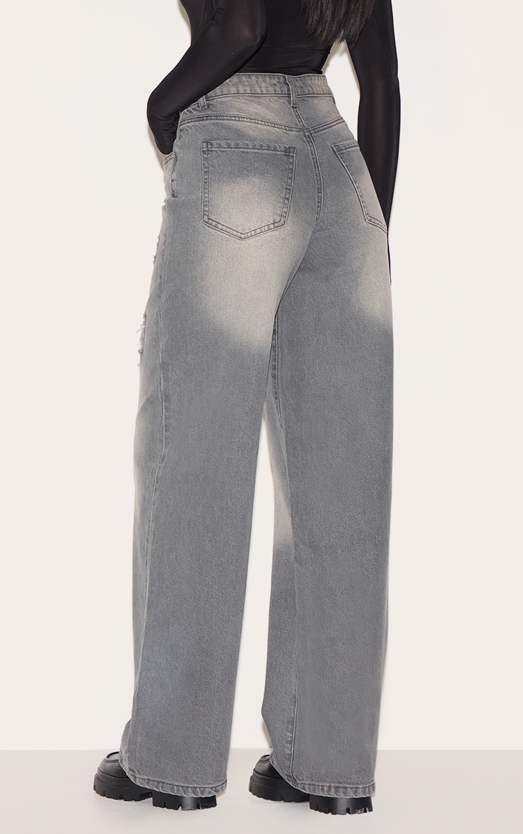 Tall Jean large gris délavé à taille haute image 3