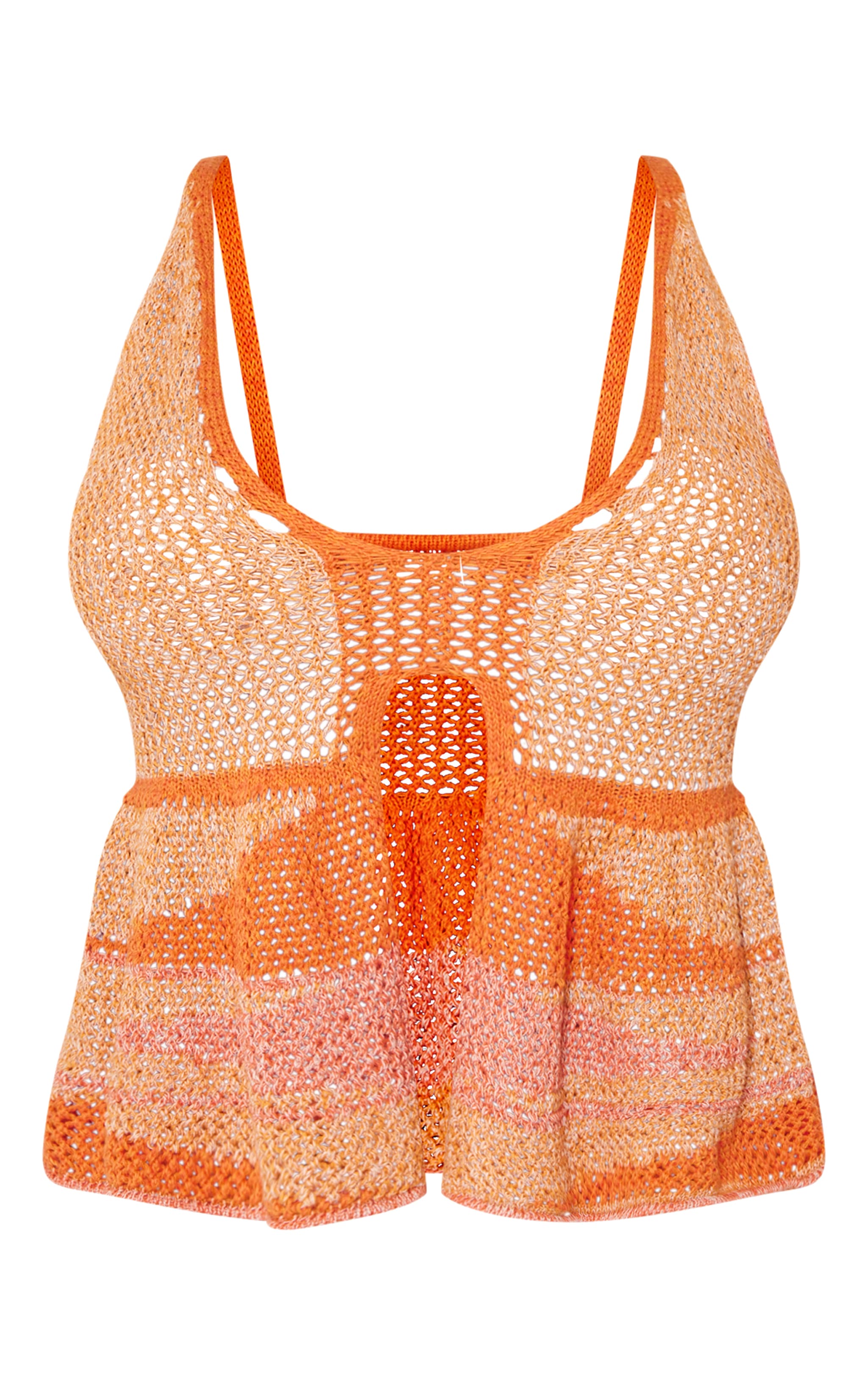 Shape Top dos nu en maille tricot orange vif à rayures et détail noué devant image 5