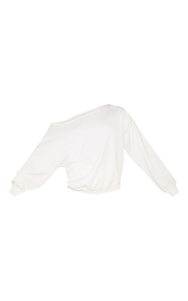 Cream Oversized Off Shoulder Sweatshirt image 5
