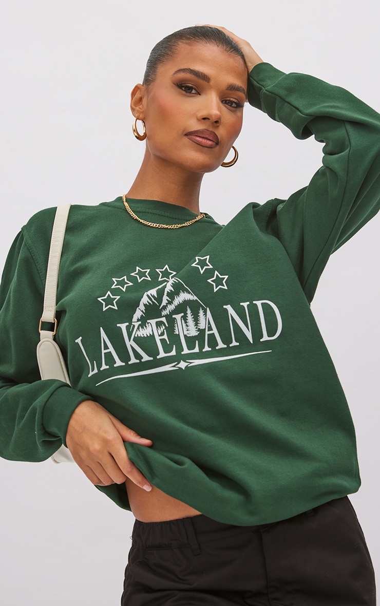 Forest Green Lakeland Print Sweatshirt image 1