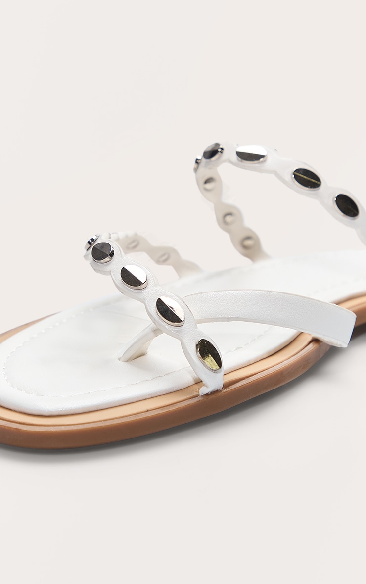 White Toe Thong Gold Hardware Sandals image 4