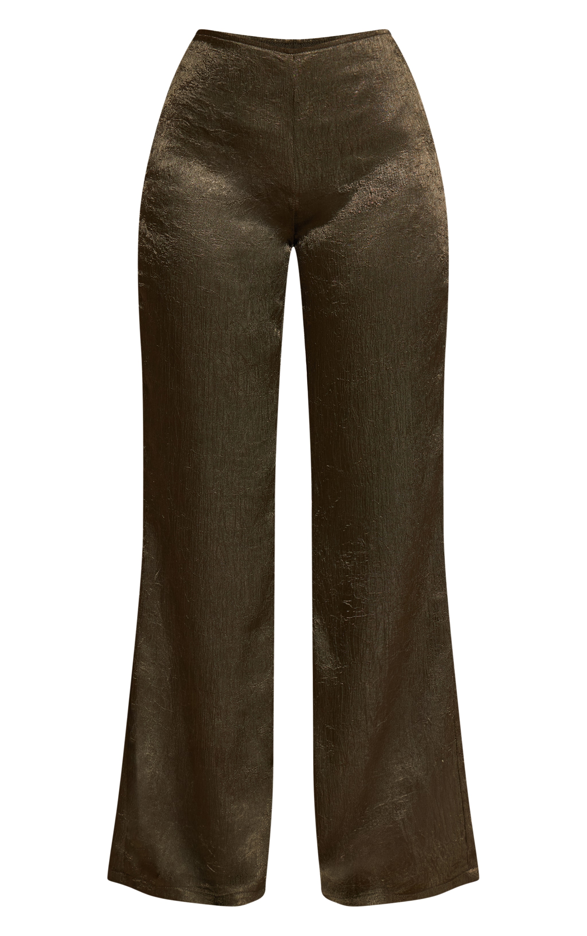 Petite Khaki Textured Wide Leg Pants image 5