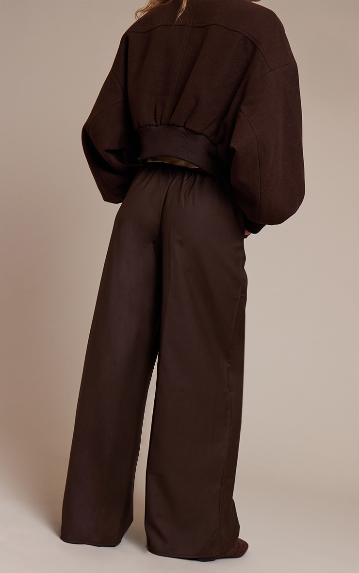 Chocolate Woven Side Tie Detail Wide Leg Pants image 3