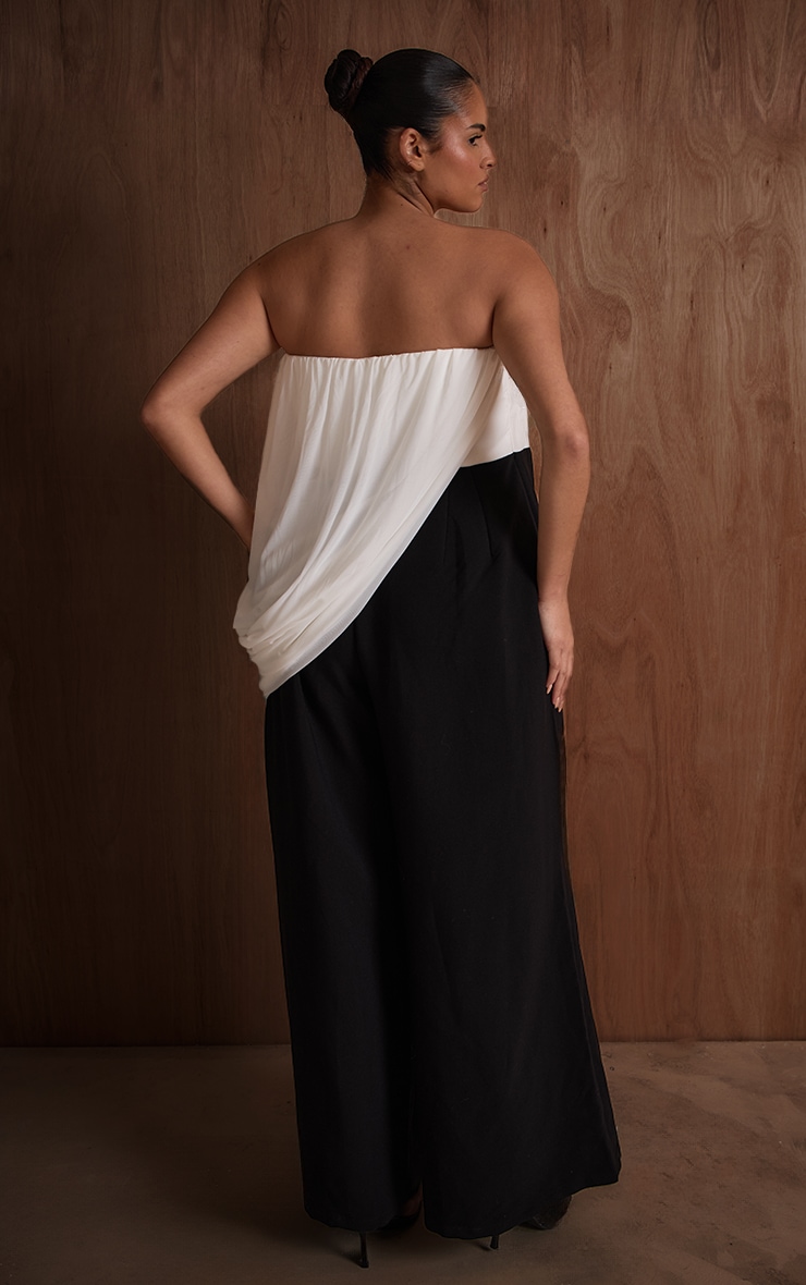 PLT Label Plus Monochrome Draped Mesh Jumpsuit image 2