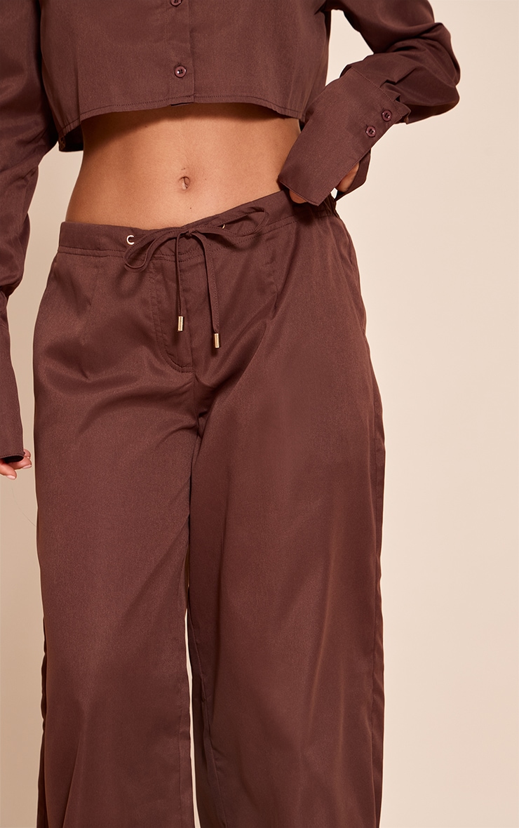 Dark Brown Oversized Drawstring Straight Leg Pant image 4
