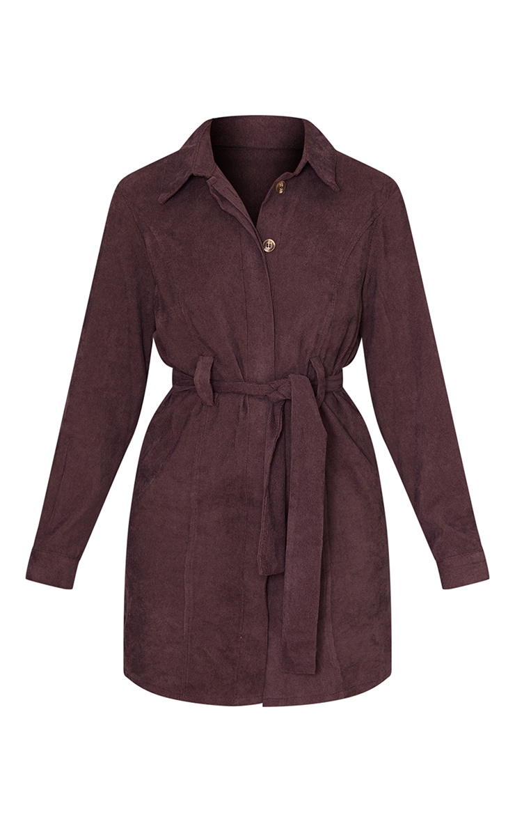 Chocolate Cord Tie Waist Shirt Dress image 5