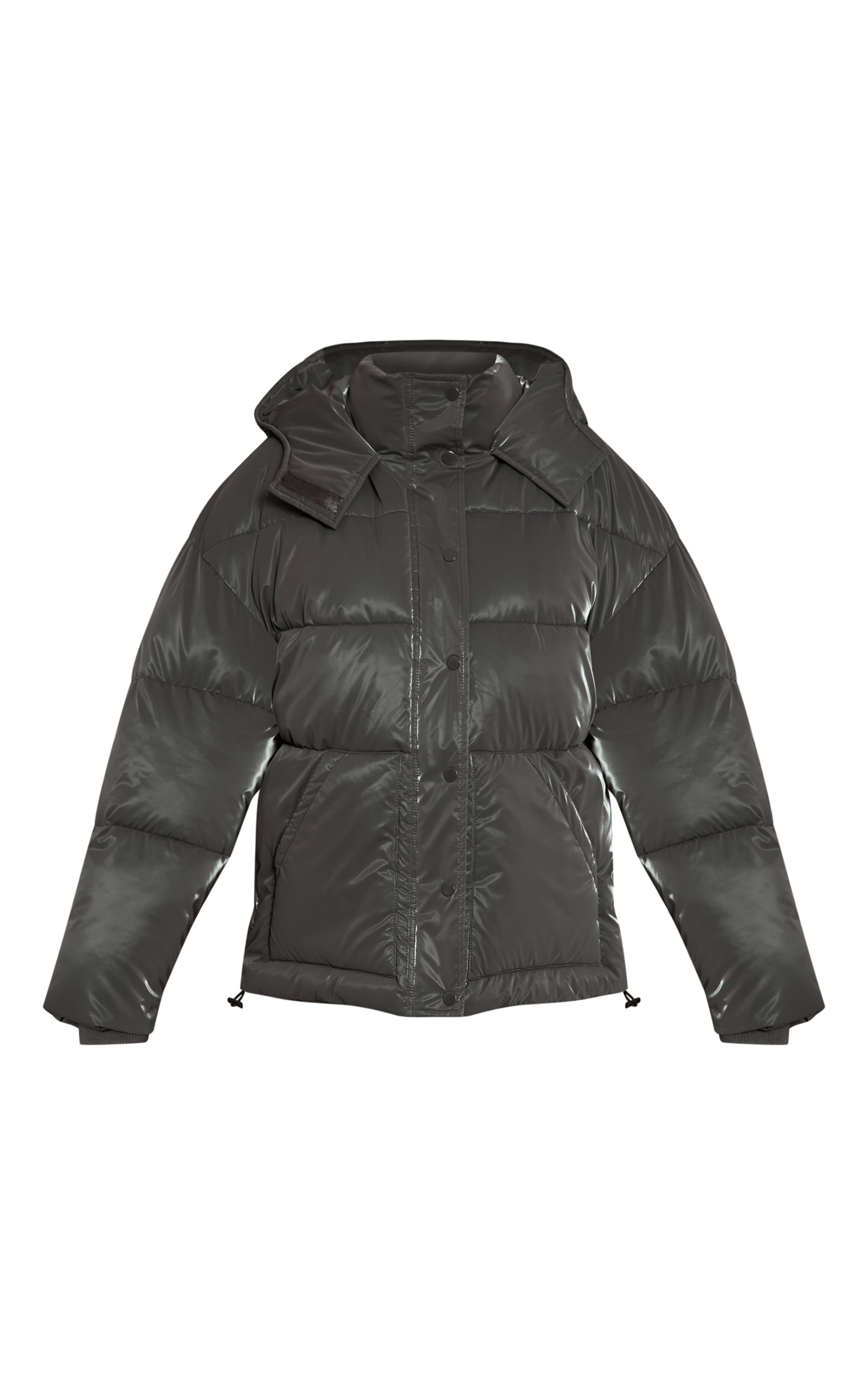 Chocolate Metallic Hooded Puffer Jacket  image 5