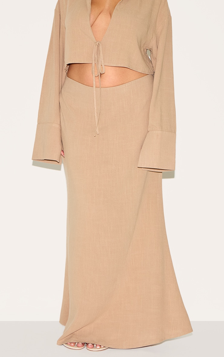 Plus Sand Linen-Blend Column Maxi Skirt image 2
