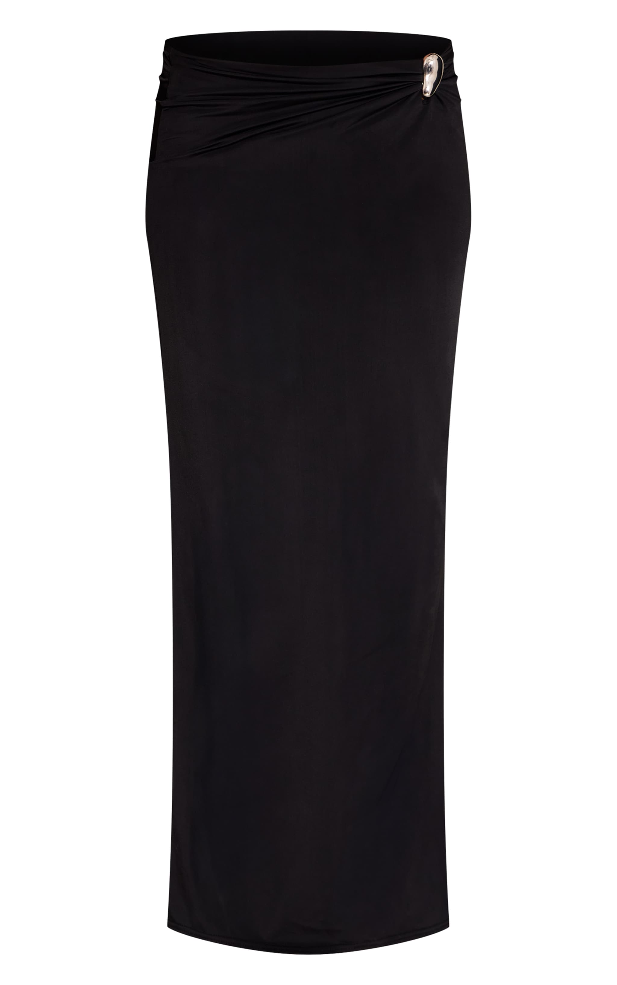 Black Matte Sculpt Trim Detail Maxi Skirt  image 5