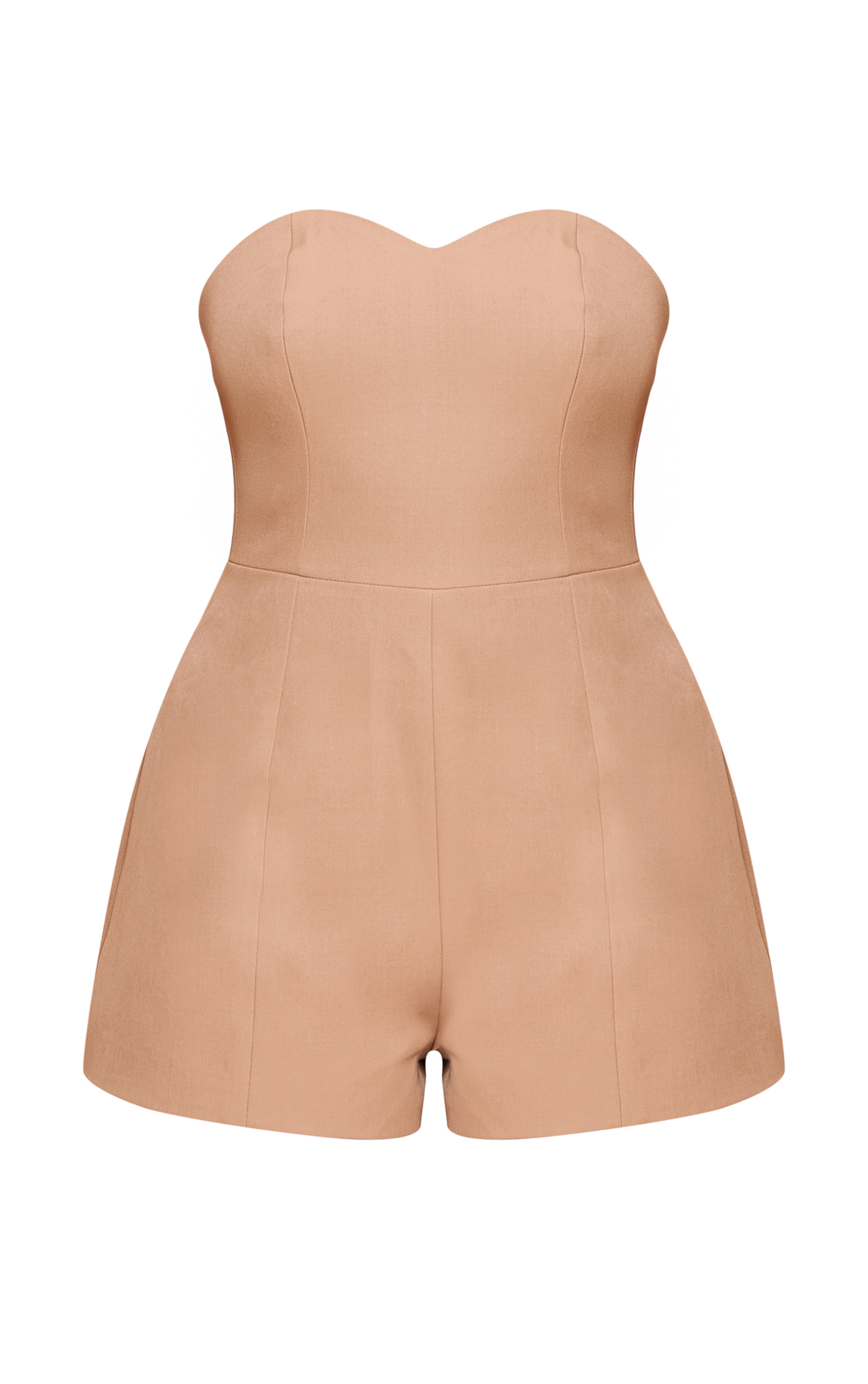 Sand Woven Sweetheart Neck Detail Romper image 5